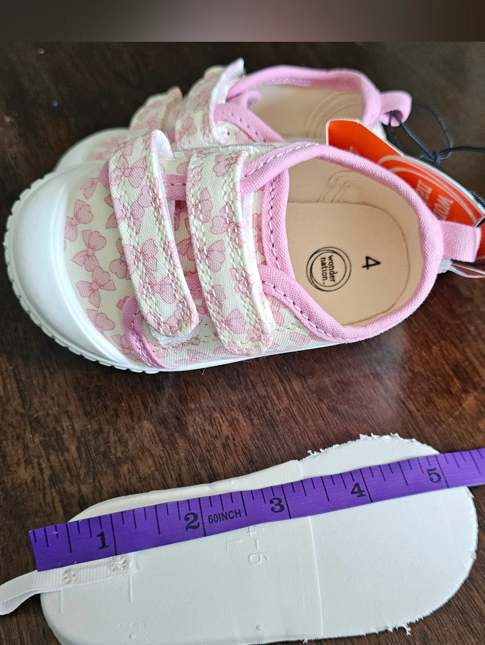 Wonder Nation Pink Bow Canvas Sneakers Toddler - NWT (Sizes 4 & 6 Available)